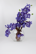 Vase lune 12" avec orchidées violettes
