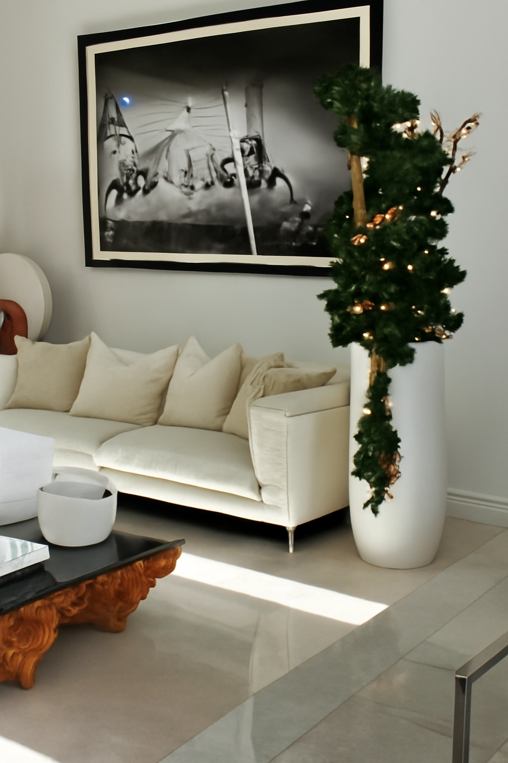 Objet décoratif dans pot Saint Tropez blanc mat