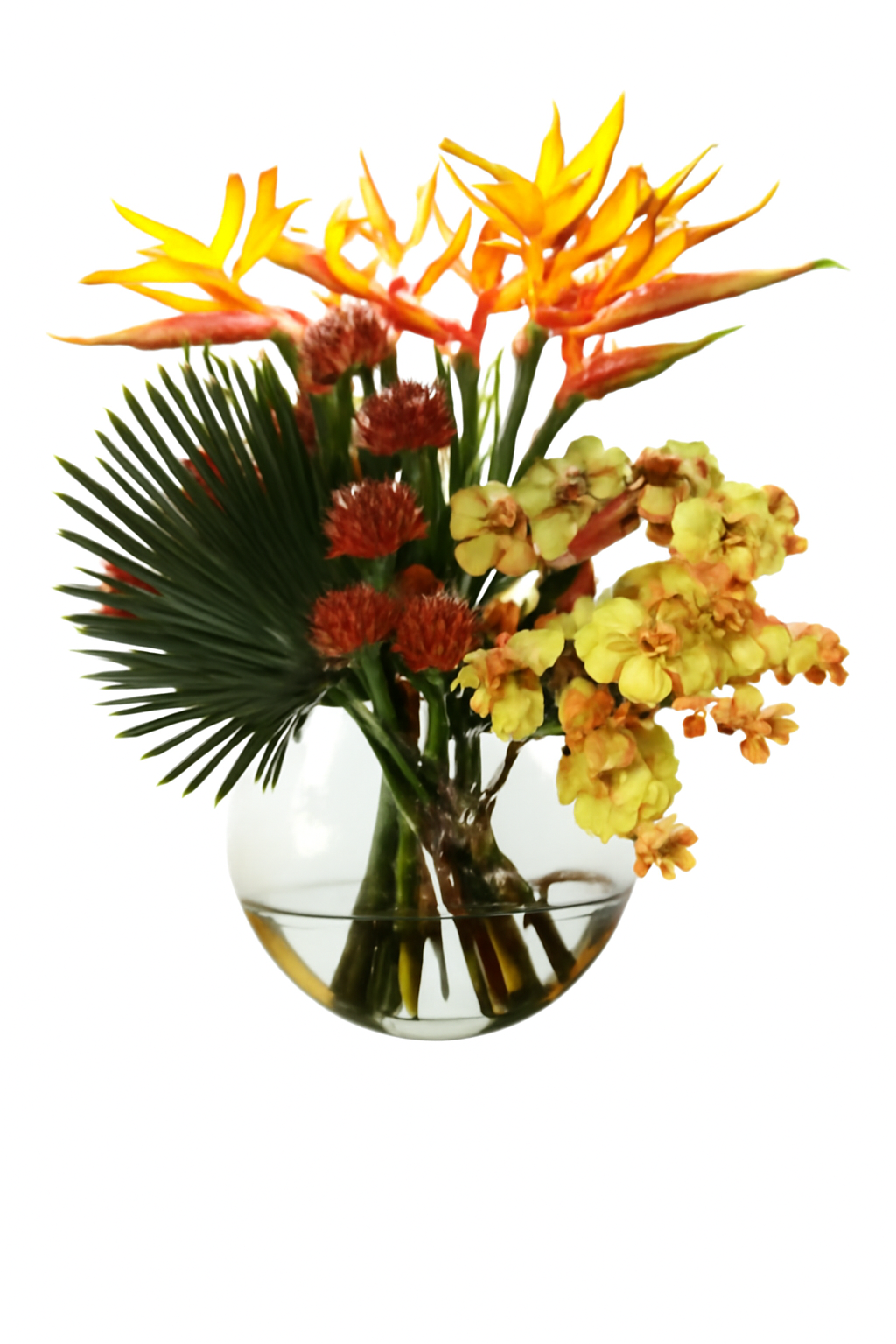 Vase lune avec fleurs tropicales