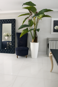 Plante artificielle en pot blanc brillant L