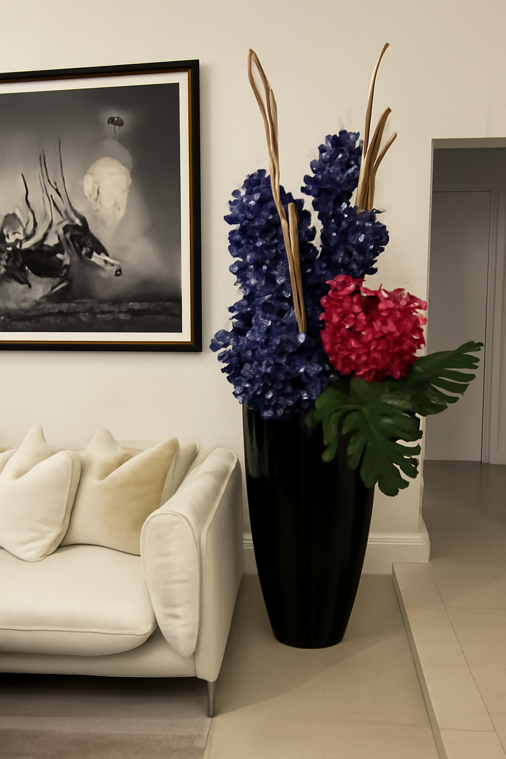 Cache-pot noir brillant orchidées Vanda