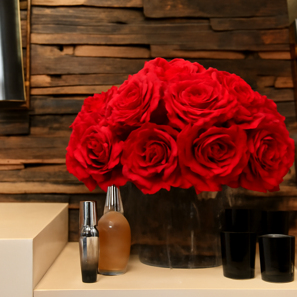 Cylindre XL avec roses rouges